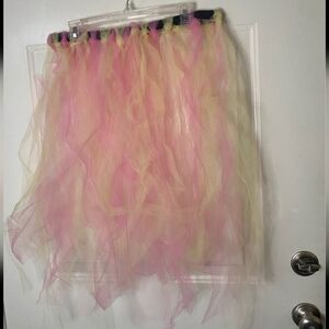 Chic Pink and Yellow Tulle Tutu Skirt